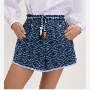 Maje Denim Effect Jacquard Shorts
